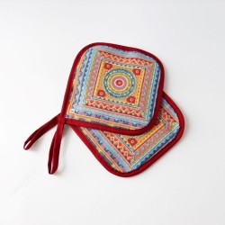 Pot holders INDO, orange, with pocket