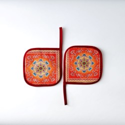 Pot holders INDO, light blue, with pocket