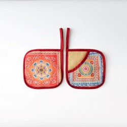 Pot holders INDO, light blue, with pocket