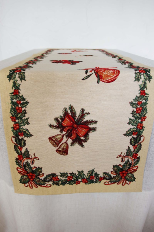 Christmas table runner HOLLY v.4, light