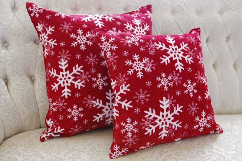 Cushion cover SNOW FLAKES, red