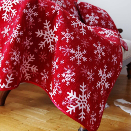 Throw SNOW FLAKES, red