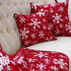 Throw SNOW FLAKES, red