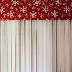 Top curtain SNOW FLAKES, red