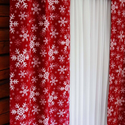 Curtain valance SNOW FLAKES, red