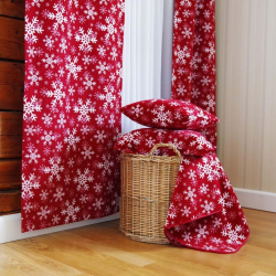 Curtain valance SNOW FLAKES, red