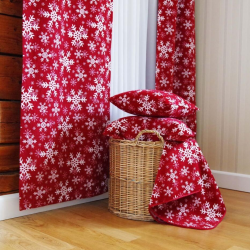 Top curtain SNOW FLAKES, red