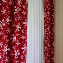 Curtain panel SNOW FLAKES, red