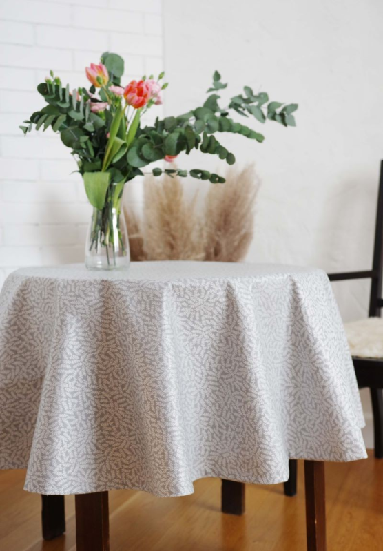 Tablecloth GAR v.304, gray, round, with Teflon treatment