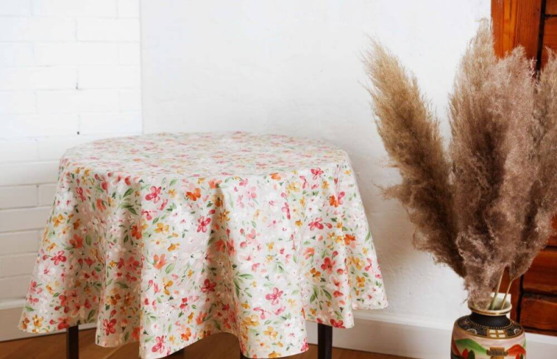 Tablecloth BORD terracotta v.12, round, with Teflon treatment