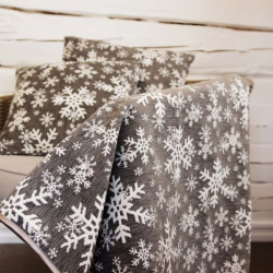 Throw SNOW FLAKES, grey