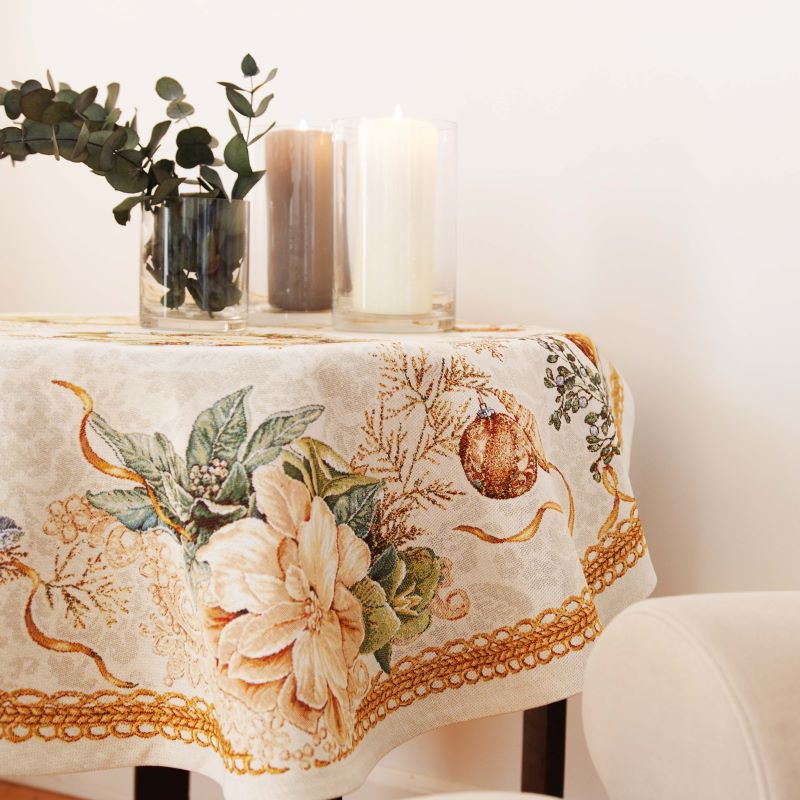 Christmas tablecloth CANDLE, round