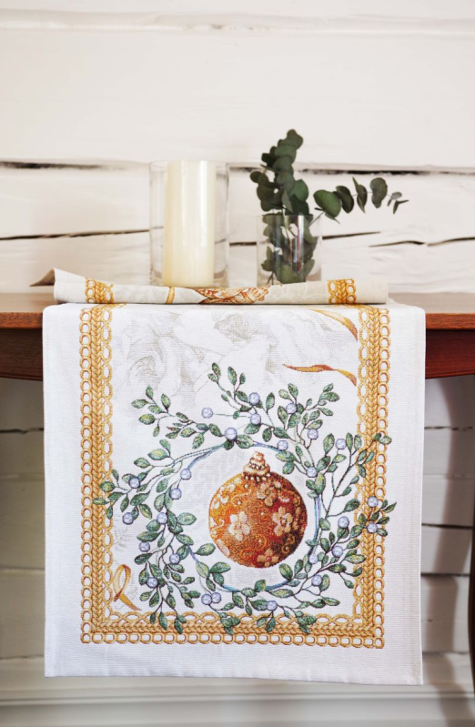 Christmas table runner CANDLE long