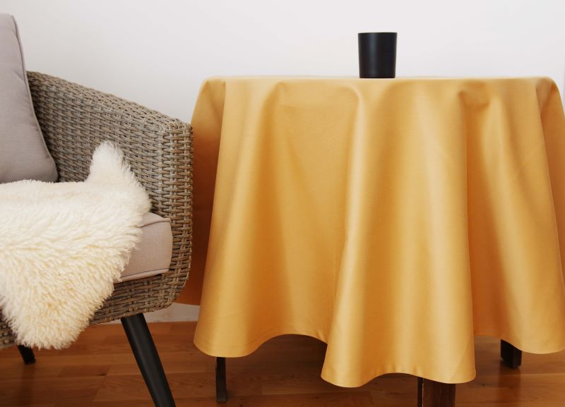 Tablecloth ARMAN, v.302, round, mustard yellow