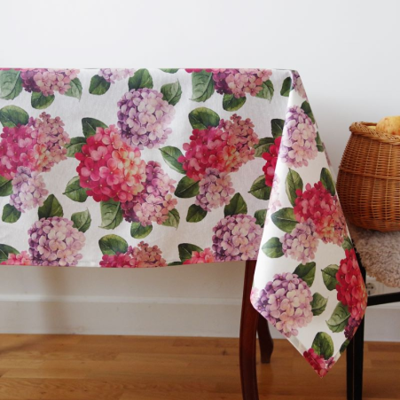 Tablecloth HORTENSIA, pink, with Teflon treatment