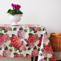 Tablecloth HORTENSIA, pink, with Teflon treatment