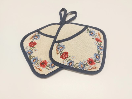 Pot holders SUVI, with pocket, blue